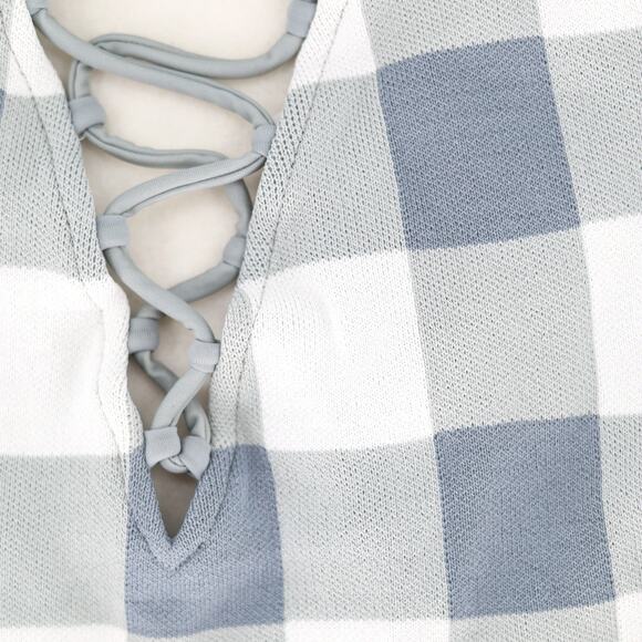 Tularosa Women French Gray Plaid Knit Tawney Halter One Piece Swimsuit Size XS - Picture 3 of 6